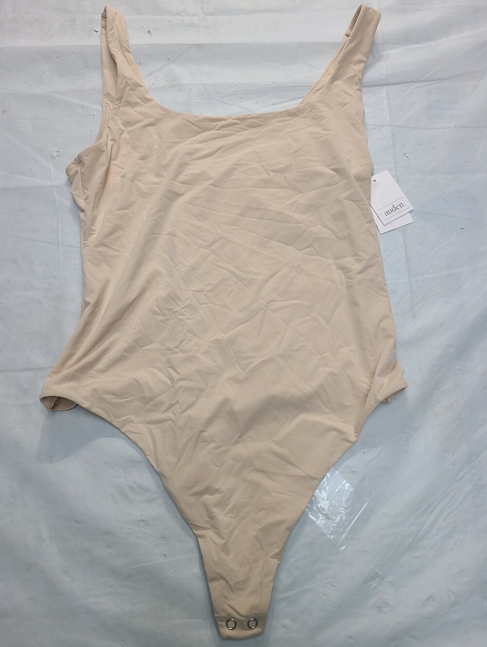 Women's 4-Way Stretch Tank Bodysuit Auden Beige Size XL.